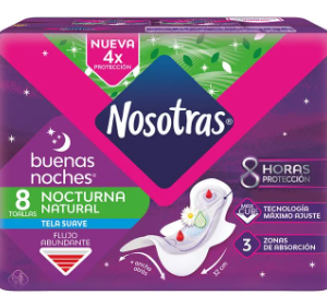Toallas Femeninas Nosotras Buenas Noches Suave Max Curv x 8 un