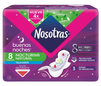 Toallas Femeninas Nosotras Buenas Noches Suave Max Curv x 8 un