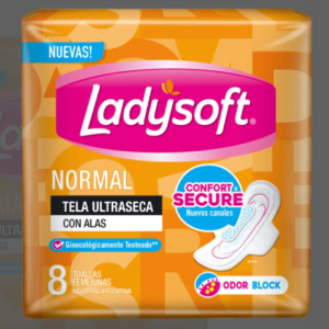 Ladysoft Toallas Femeninas Normal Ultraseca Con Alas 8 Unidades