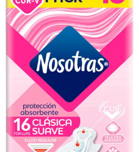 Nosotras Toallas Clásica Suave 16 Unidades