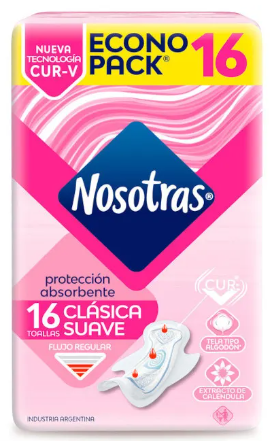 Nosotras Toallas Clásica Suave 16 Unidades