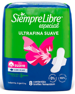 Toallas Femeninas Siempre Libre Especial Ultrafina Suave c/ Alas x 8 unid