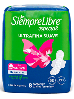 Toallas Femeninas Siempre Libre Especial Ultrafina Suave c/ Alas x 8 unid