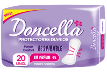 Protectores Diarios Doncella Respirable Sin Deo x20un